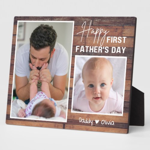 First Fathers Day New Dad 2 Photo Pallet Wood   Plaque