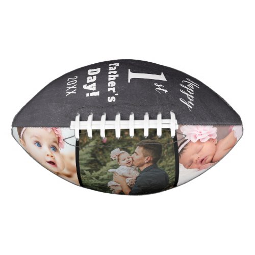 First Fathers Day New Dad 3 Photo Chalkboard Football