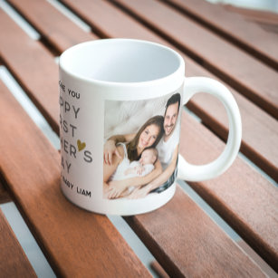 First Father's Day New Dad Baby 2 Photo Collage  Coffee Mug