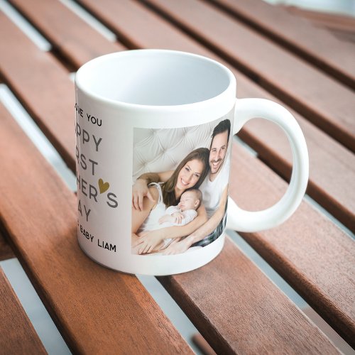 First Fathers Day New Dad Baby 2 Photo Collage  Coffee Mug