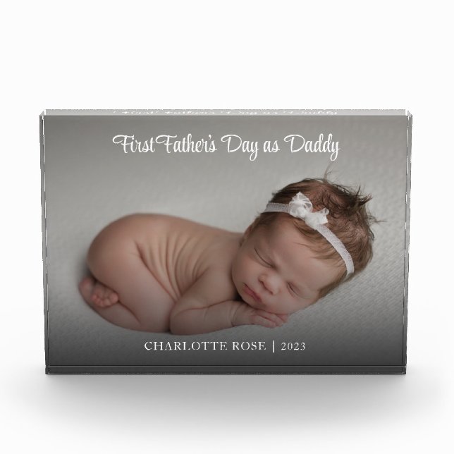 First Fathers Day New Dad Baby Photo Block (Front)