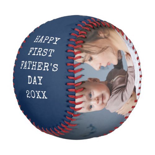 First Fathers Day New Dad Baby Photo Collage Blue Baseball