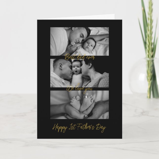 First Father's Day New Dad Mom Baby Custom Photo Holiday Card (Front)