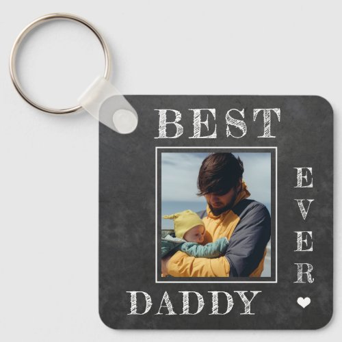 First Fathers Day new dad photo Keychain