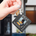 First Fathers Day new dad photo Keychain<br><div class="desc">Best daddy ever Happy First Father's Day bold white typography on dark grey charcoal rustic chalkboard new dad personalized double sided keychain with your photo,  text,  and signature.</div>