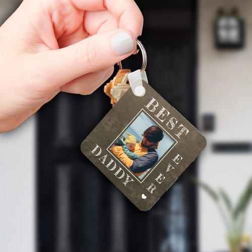 First Fathers Day new dad photo Keychain