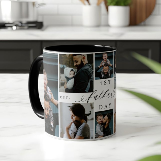 First Father's Day Personalized 8 Photo Collage Mug (First Father's Day Personalized 8 Photo Collage Mug)