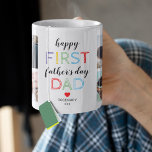 First Father's Day Photo Coffee Mug<br><div class="desc">1st fathers day mug gift featuring the text "happy first father's day dad",  a cute red heart,  and the childs name. Plus 8 family photos for you to customize with your own to make this an extra special daddy gift.</div>
