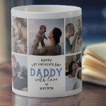 First Father's Day Photo Collage Coffee Mug<br><div class="desc">Celebrate your first Father's Day with this unique mug featuring nine slots for you to fill with your own favorite family photos. With the saying "Happy 1st Father's Day Daddy" and a sweet heart design, it's the perfect way to add a personal touch to your special day. Plus, you can...</div>