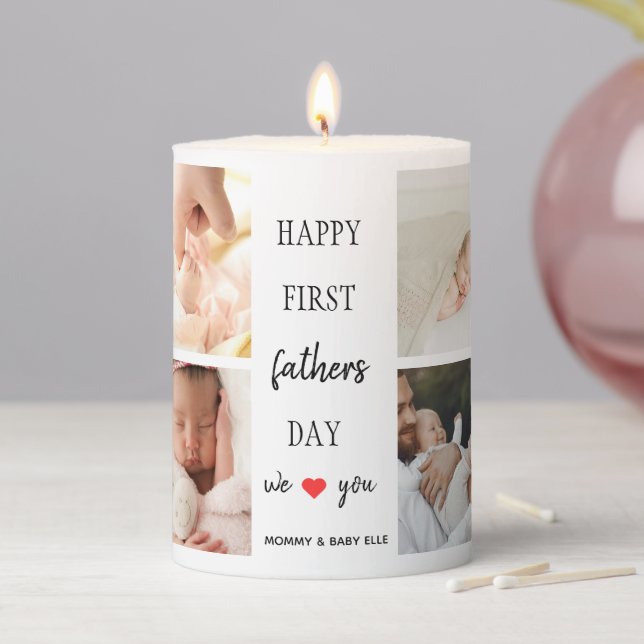 First Father's Day Photo Collage | Dad Candle Gift (In Situ)