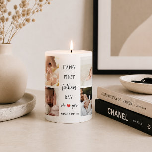 First Father's Day Photo Collage Dad Candle Gift