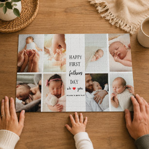 First Father's Day Photo Collage Dad Puzzle
