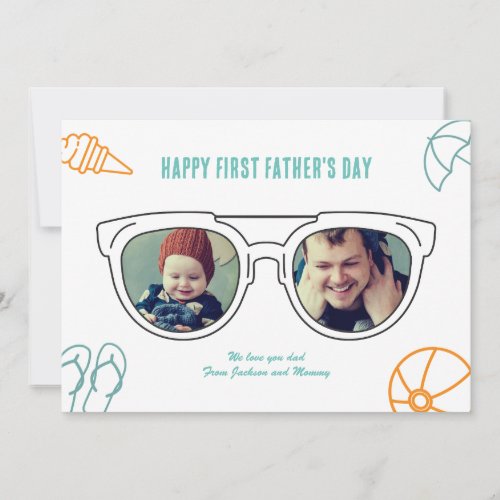 First Fathers Day Photo Collage Dad Son Daughter Holiday Card