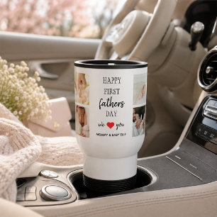 First Father's Day Photo Collage Dad Travel Mug