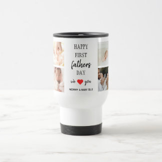 First Father's Day Photo Collage | Dad Travel Mug