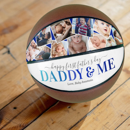 First Father's Day Photo Collage Keepsake Basketball