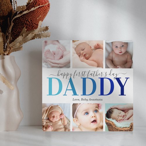 First Fathers Day Photo Collage Plaque