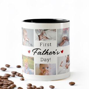First Father's Day Photo Collage Two-Tone Coffee Mug