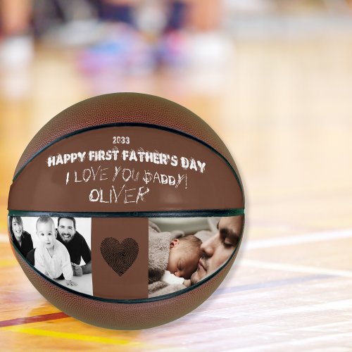 First Fathers Day Photo Collage Unique Fun Gift Basketball