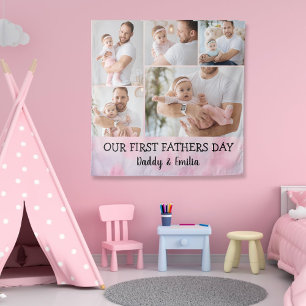 First Fathers day Photo Collage  Wall Tapestry