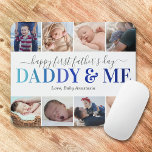 First Father's Day Photo Daddy & Me Mouse Pad<br><div class="desc">Elegant first father's day picture mouse pad featuring the cute saying "daddy & me" in a blue gradient font,  6 photos for you to replace with your own,  and the childs name.</div>