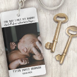 First Father's Day Photo Keychain<br><div class="desc">Add a photograph of your baby on the day they met their daddy,  as well as their name and date of birth for a first Father's Day gift that will be treasured forever.</div>