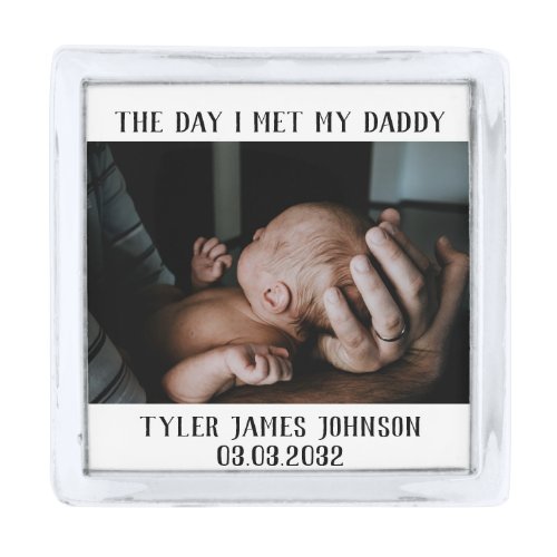 First Fathers Day Photo Silver Finish Lapel Pin