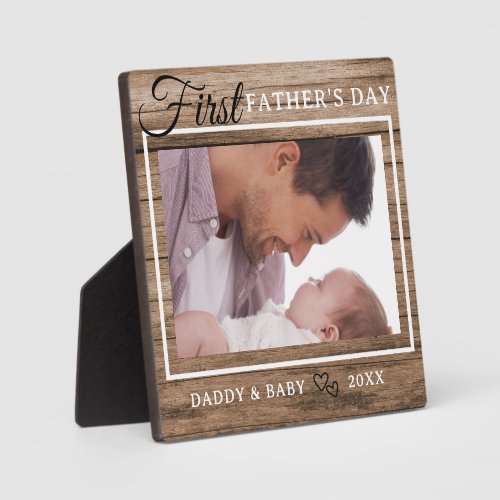 First Fathers Day Picture Frame Rustic Wood