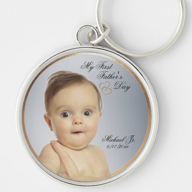 First Fathers Day Round Keychain - Customize Photo (Front)