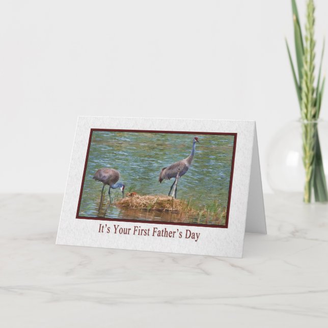 First Father's Day, Sandhill Crane Family Card (Front)
