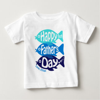 First Fathers Day Shirt Baby Boy Fishing Tee