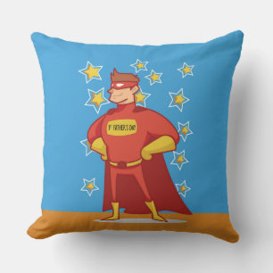 First Father's Day Superhero Throw Pillow
