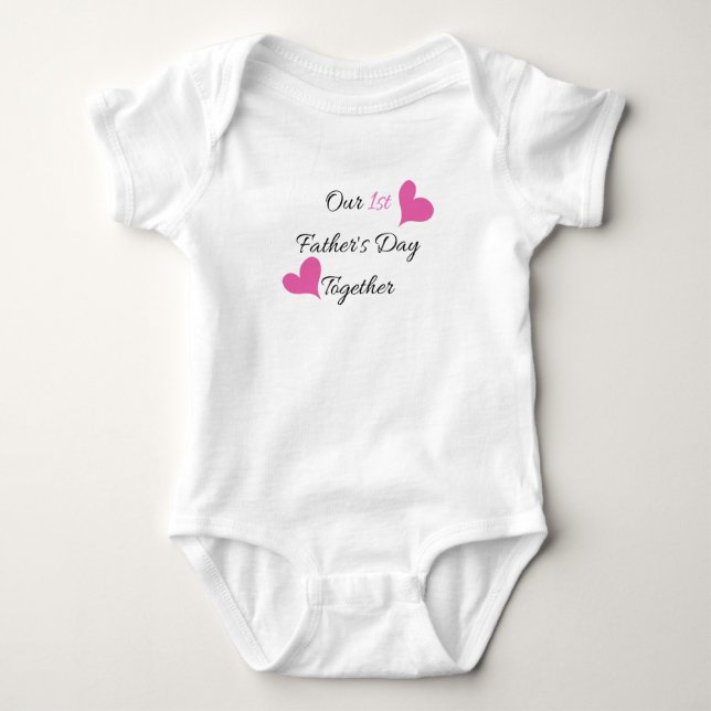 First Father's Day Together - Pink Baby Bodysuit (Front)