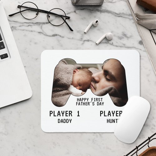 First Fathers Day Video Game Player Photo Mouse Pad