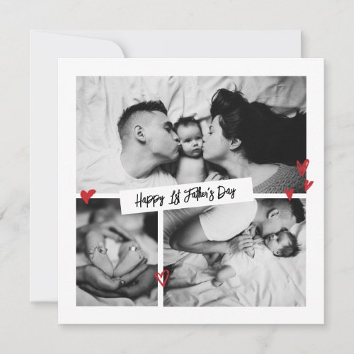 First Fathers Day Vintage BW Baby Photo Collage Holiday Card