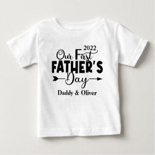 First Father's Day White Baby T-Shirt