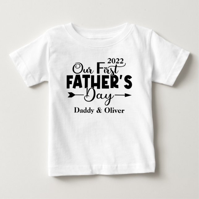 First Father's Day White Baby T-Shirt (Front)