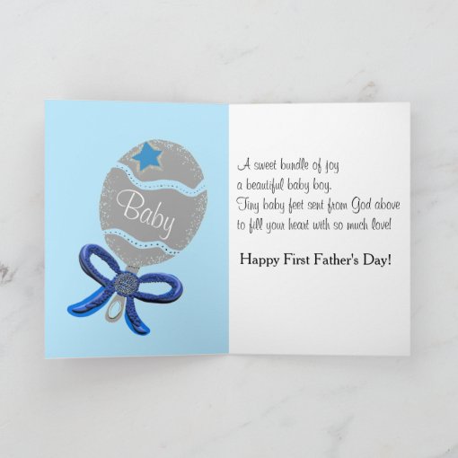 First Father's Day with Message Baby Boy Card | Zazzle