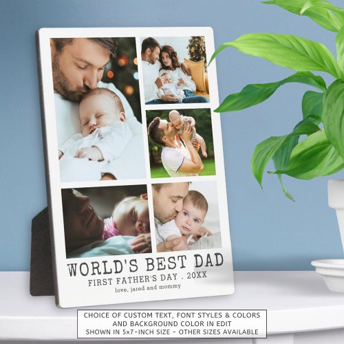 First Fathers Day WORLDS BEST DAD Photo Collage Plaque