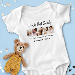 First Father's Day World's Best Daddy 5 Photo   Baby Bodysuit