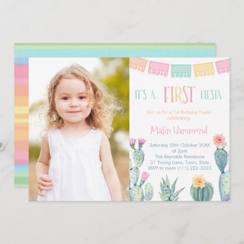 First Fiesta 1st Birthday Party for Girl Photo Invitation