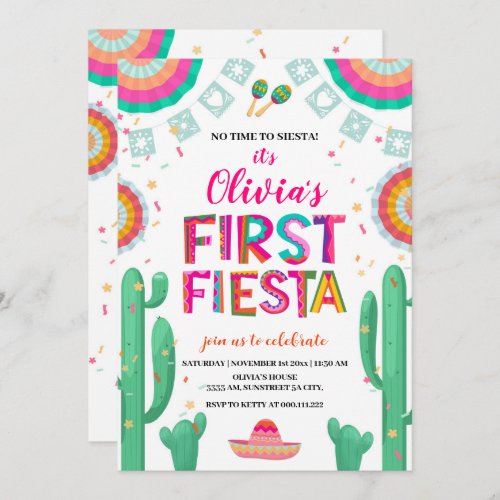 First Fiesta  1st Birthday Party Invitation