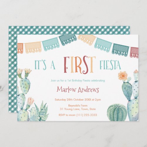 First Fiesta Autumn Colors Girl 1st Birthday Party Invitation