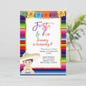 First Fiesta Birthday invitation Mexican blanket (Standing Front)
