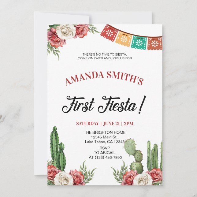 First Fiesta birthday party Invitation (Front)
