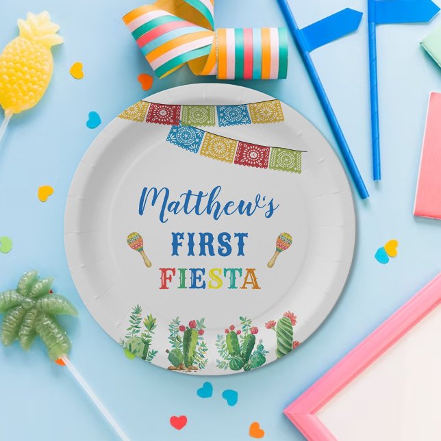 First Fiesta Birthday Party Plate, Boy, Mexican Paper Plates (Creator Uploaded)