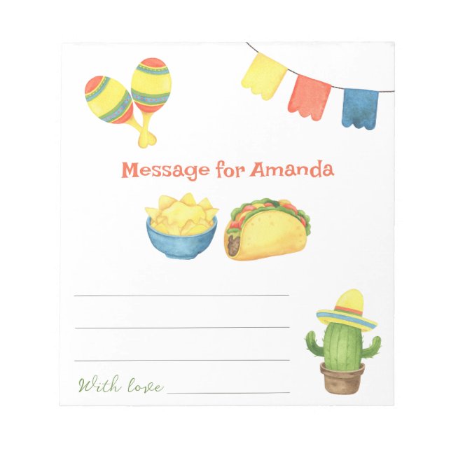 First Fiesta Birthday Time Capsule Message Notepad (Front)
