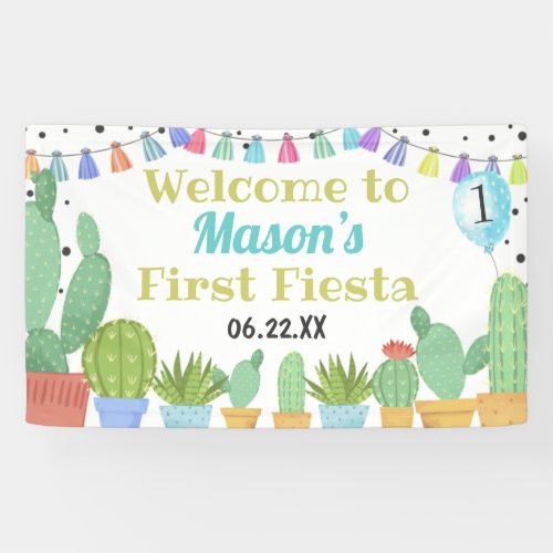 First Fiesta Boy Taco Bout A Party Cactus Birthday Banner