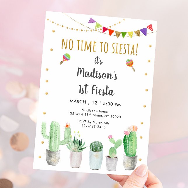 First Fiesta Cactus Birthday Invitation (Creator Uploaded)