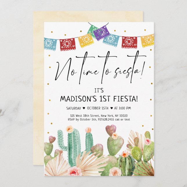 First Fiesta Cactus Boho Birthday Invitation (Front/Back)